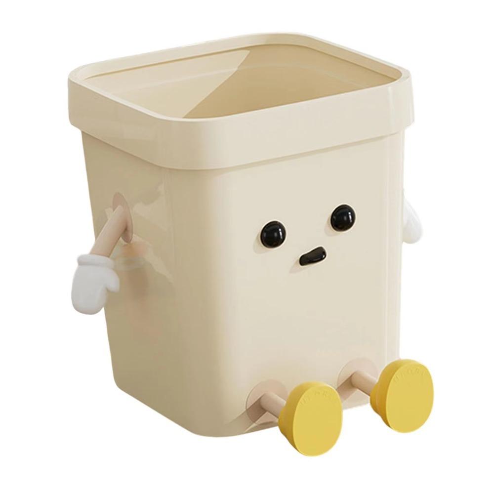 Storage Bin Trash Can Food Waste Plastic Wastebasket Lightweight Square Garbage Can  Kitchen