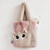 Handbag Cartoon Cat Shoulder Bag Large Capacity Furry Tote Bag Lightweight Plush Bag  Autumn Winter