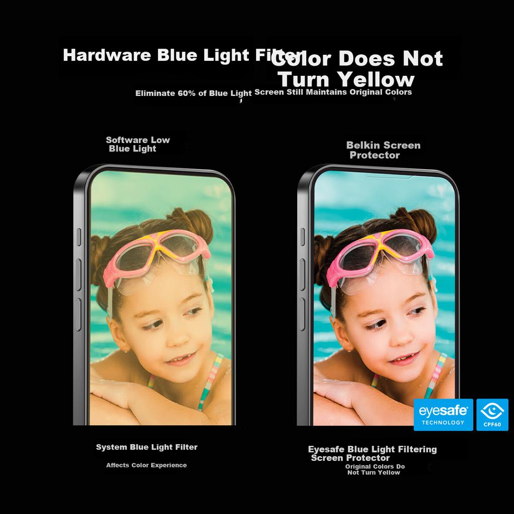 BELKIN Tempered Glass Screen Protector for Apple IPhone 17 Pro, Anti-Blue Light, IPhone 17 Pro, Shatterproof Phone Case for Apple IPhone 17 Pro OVA210