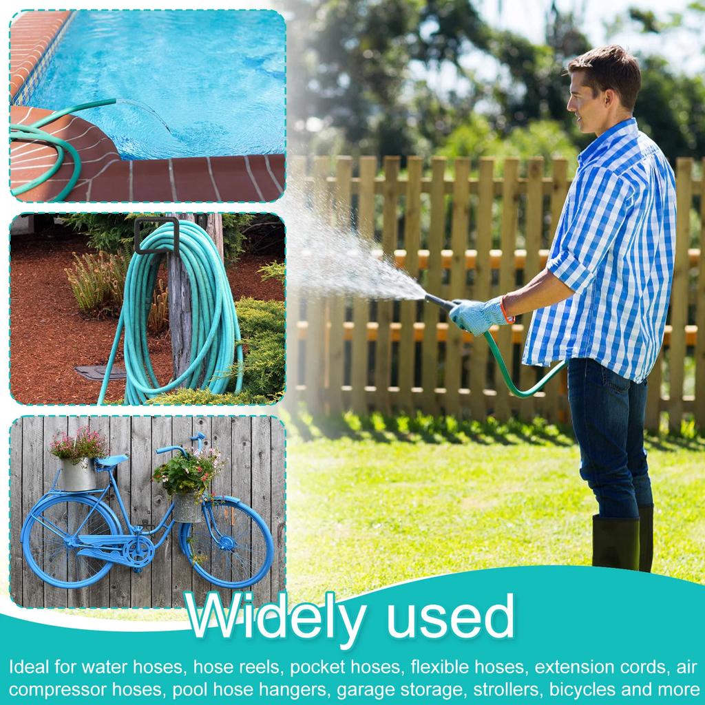 Garden Hose Rack Garage Hooks With Anti-Slip Coating Wall Mount Storage Organizer Wall-Mounted Hose Hanger