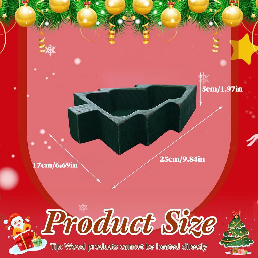 

Wooden Candle Bowl Rustic Christmas Tree Home Decor Wooden Bowls Christmas Candle Holder for Candy Snack Charcuterie Sushi зелений