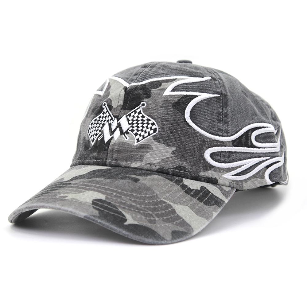 Custom Logo Flame Patchwork Camo Embroidery Cotton Washed Dad Hat Gorras Baseball Cap for Man Distressed Dad Hats Custom Size