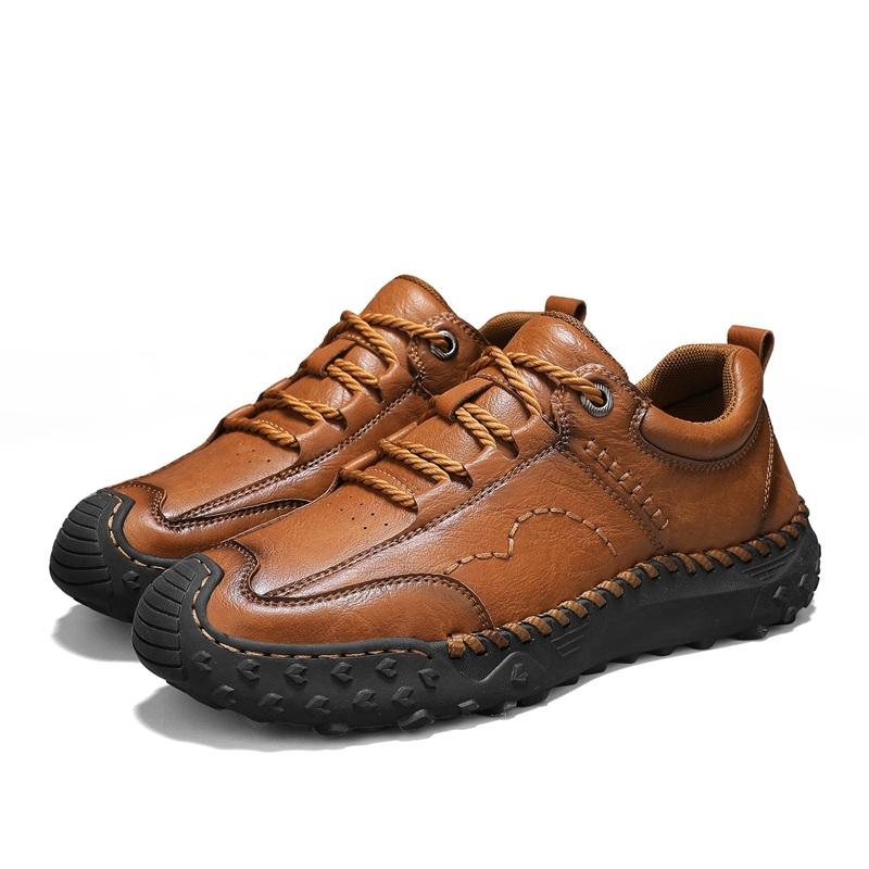 Men's Leather Casual Shoes Handmade Soft Working Shoes Leather Ankle Boots Large Size Driving Moccasins Shoes
