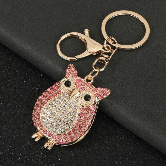 Rhinestones Owl Keychain Exquisite Owl Crystal Keychain with Rotating Lobster Clasp Elegant Bag Charms