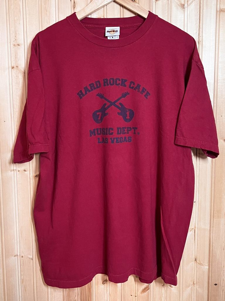 Hard Rock Cafe Music Dept Las Vegas Guitars T Shirt Sin City Gambling Red Sz XL
