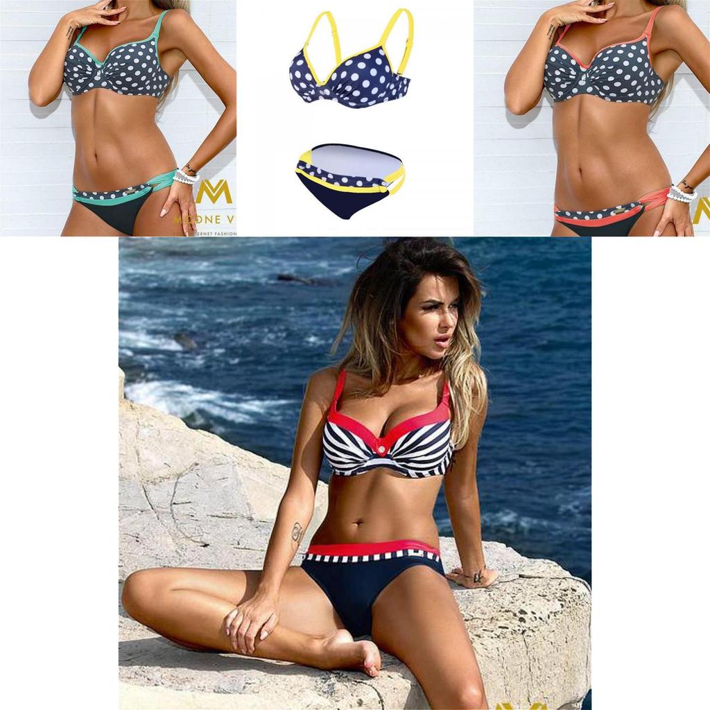 Trendy 2018 Fashion Bikinis Set For Women With Push-up Padded Design And Polka Dots