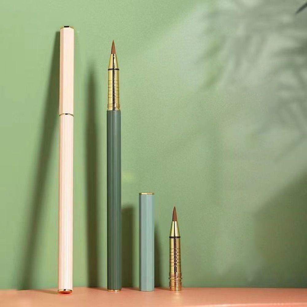 Soft Morandi Calligraphy Brushes Reusable Metal Rod Regular Script Brush Practice Calligraphy Weasel Hair Pen-type Brush