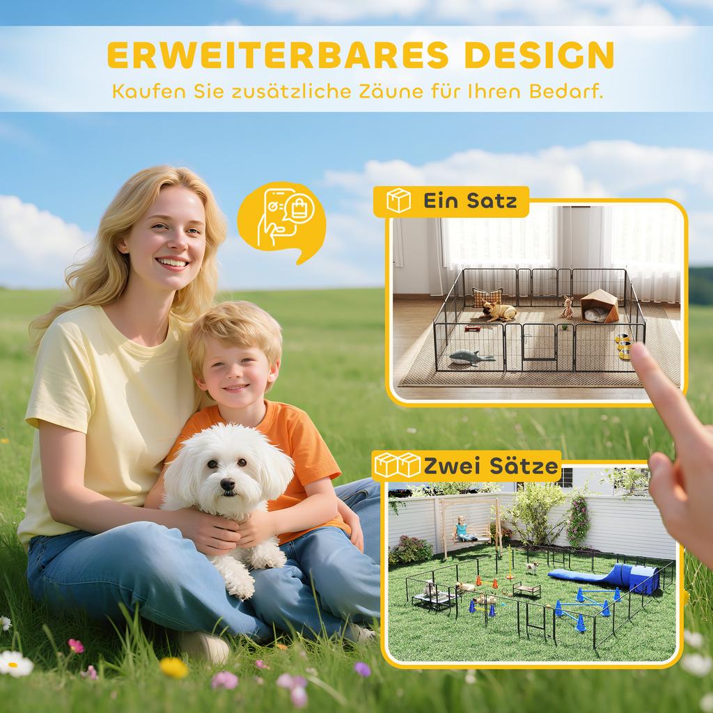 12 Panels Heavy Duty Puppy Playpen, for Small Dogs, Indoor and Outdoor Use - Silver
