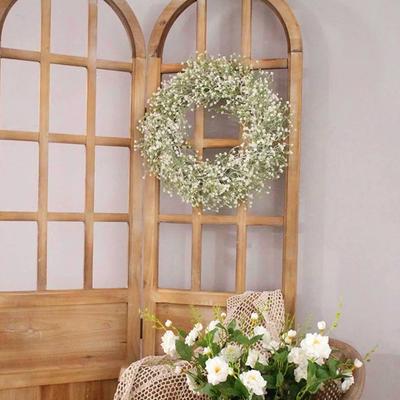 Gypsophila Artificial Plants Wreath DIY Vibrant Decorative Wreath Nostalgia Door Hanging Decor Gift for Wedding Party Home Decor