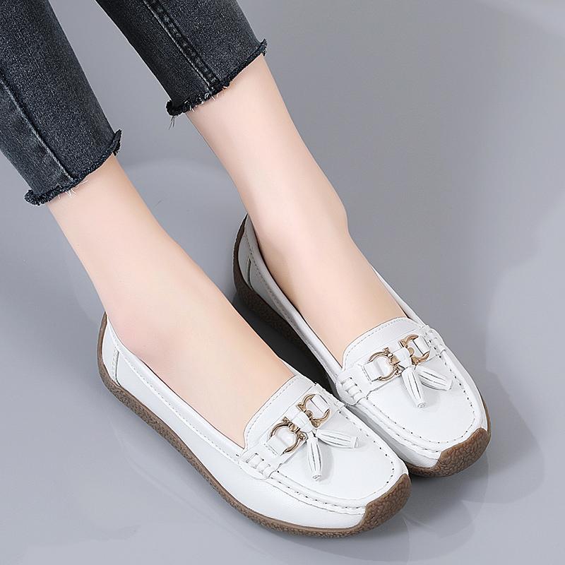 

Женские мокасины черного цвета, повседневные белые туфли для ходьбы, классические мягкие желтые туфли для вождения, офисные деловые мокасины для мамы 41 белый