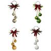 Metal Jingled Bells Christmas Hanging Ornaments Metal Bells Cluster with Tartans Ribbon for Mantels and Entryway Displays
