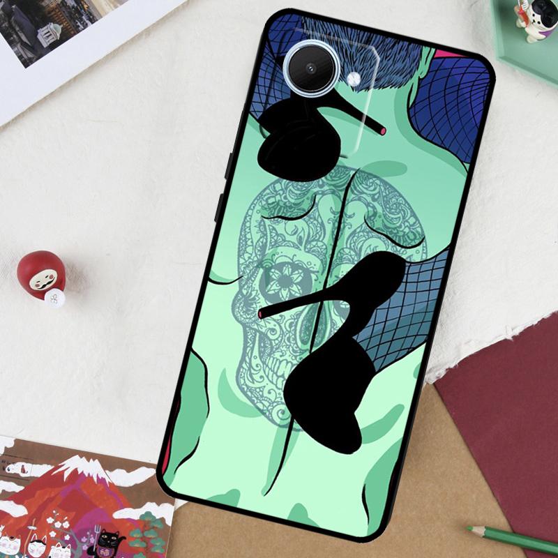 Sexy Mädchen Dame Rote Lippen Für Realme 13 Pro Plus 14 12 10 11 GT 6 5 6T GT7 Pro C51 C21Y C25S C75 C67 C61 C53 C55 Hülle