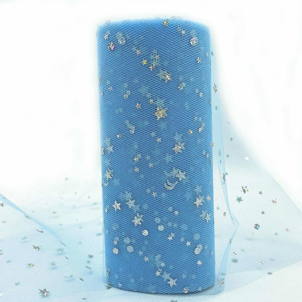 15cm x 10 Yards/Roll Star Moon Tulle Roll Fabric Spool Tutu Wedding Decoration Baby Shower Organza DIY Birthday Party Material