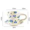 Ceramic Mugs and Saucers Hand Pinched Coffee Cup Cute Blueberry Love Milk Cups Breakfast Coffee Drinkware Mugs Christmas Gift