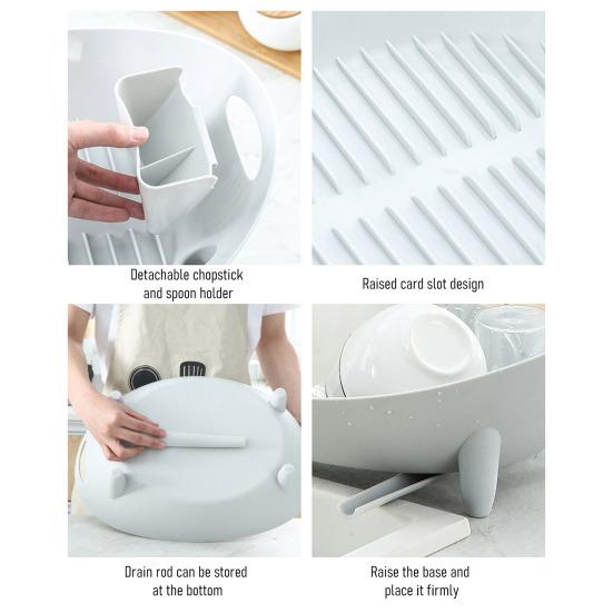 Countertop Dish Rack Plastic Dish Drying Rack Tableware Holder Bowl And Utensil Holder with Drainage for Kitchen Counter Sink