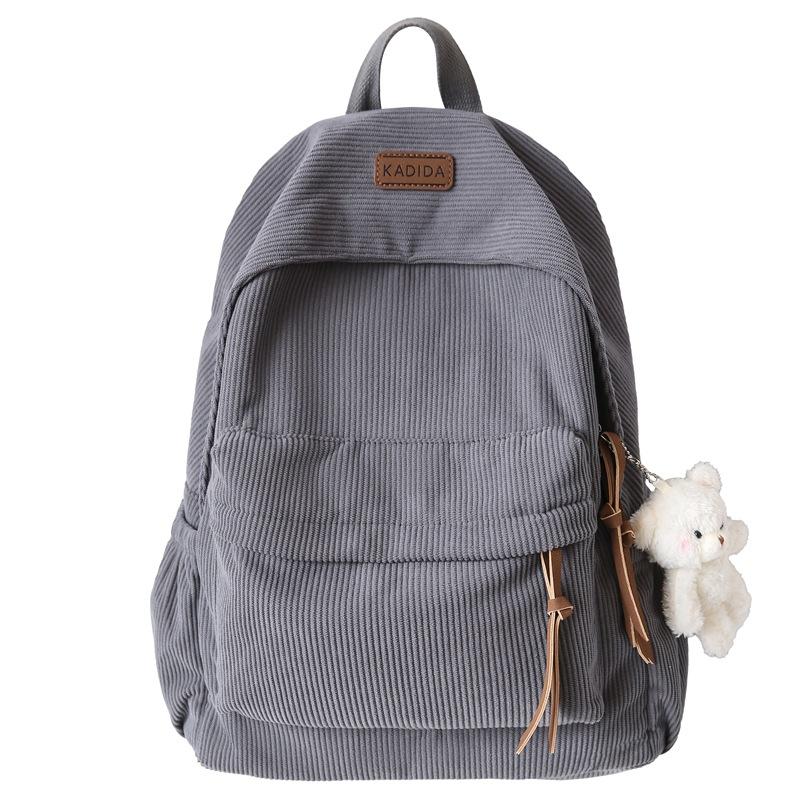 Schoolbag New Autumn and Winter Corduroy Backpack Fashion New Korean Backpack Male and Female Student Bag Lightweight Versatile Bag