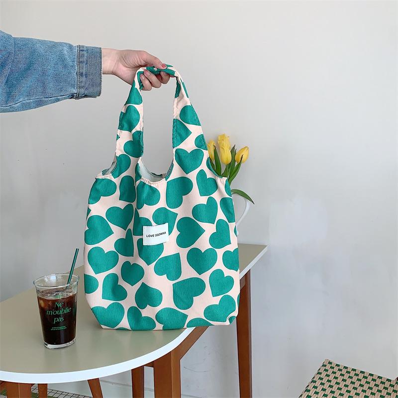 

Corduroy love vest bag, Korean student hand-held shoulder bag, underarm canvas bag, hand-held shopping bag