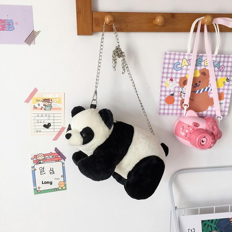 Cute Panda Plush Crossbody Bag For Women Cartoon Animal Doll Small Purse Winter Fashion Accessory