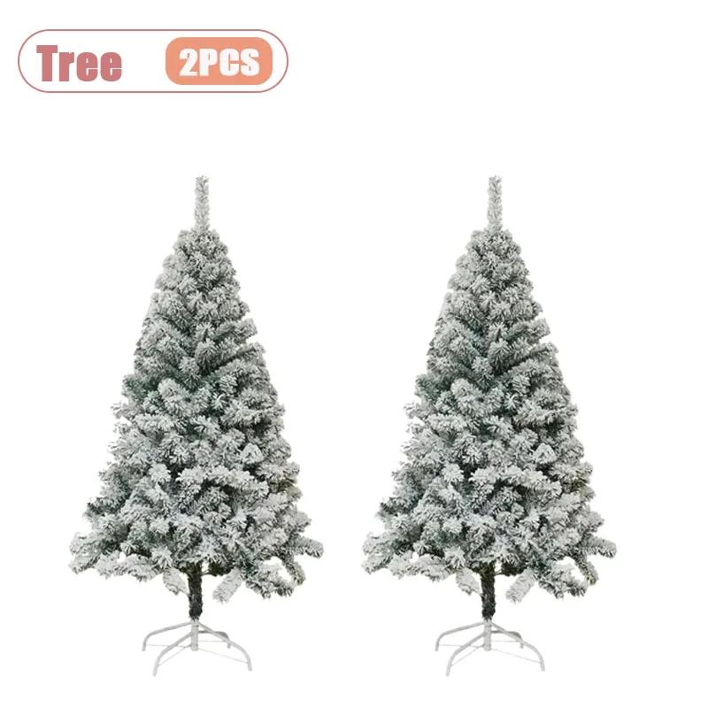 1-4PCS Artificial White Snow Christmas Tree PVC Flocked Pine Tree Winter Home Decor for Office Mall Window Party Holiday Display
