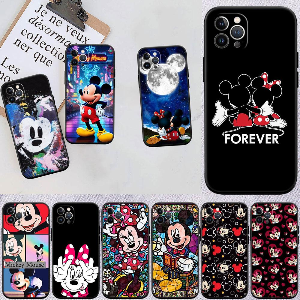 CJ77 Mickey Minnie Mouse Soft Shell Phone Case for iPhone 16 15 14 13 12 Pro Max Plus Mini