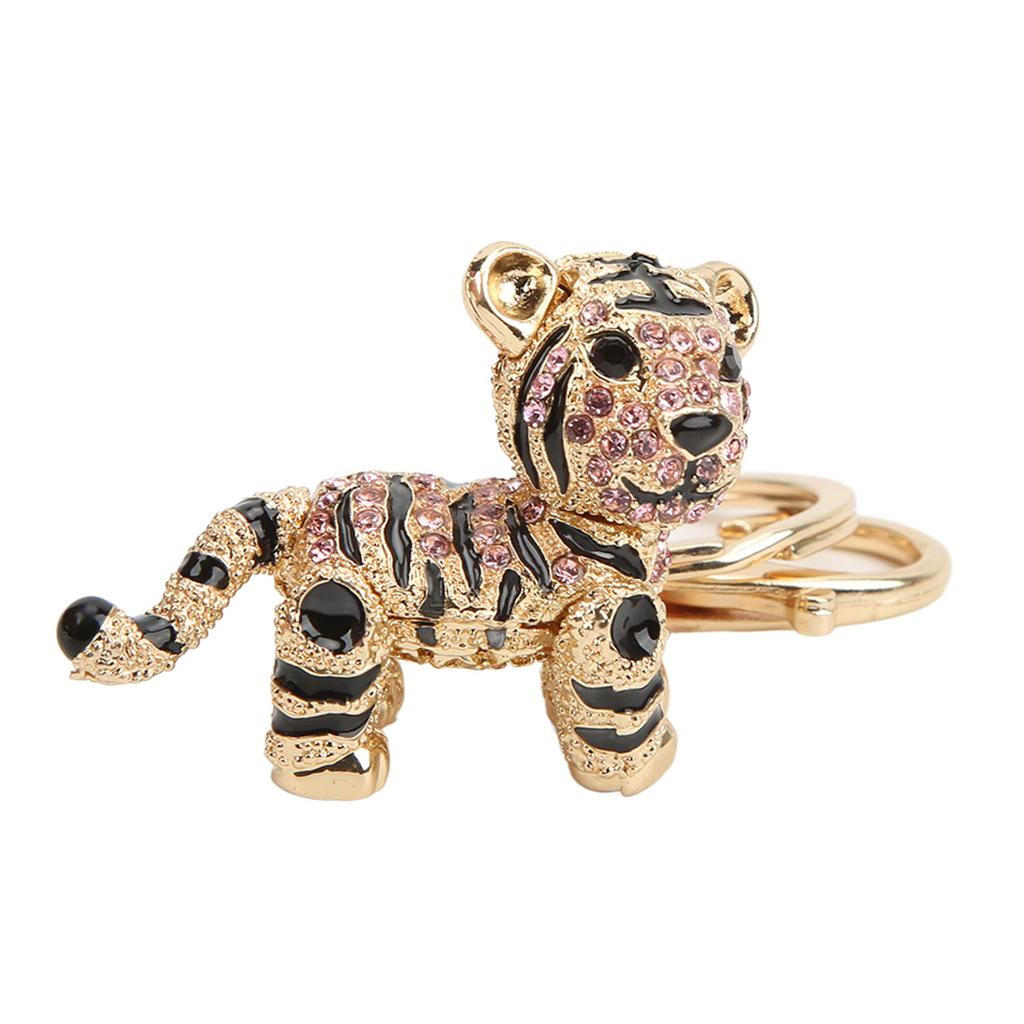 Tiger Schlüsselanhänger Dreidimensional Kleiner Tiger Strass Auto Schlüsselanhänger Damen Taschenanhänger AnhängerPink
