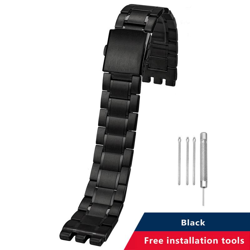 19mm 21mm Para Swatch pulsera de metal de núcleo sólido cadena de reloj cóncava convexa YVS400 451 YVB404 hombres de hierro mujeres banda de reloj de acero