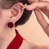 Vintage Sweet Cool Velvet Rose Drop Earrings for Women Ladies French Style Flowers Stud Earrings Wedding Jewelry Accessories