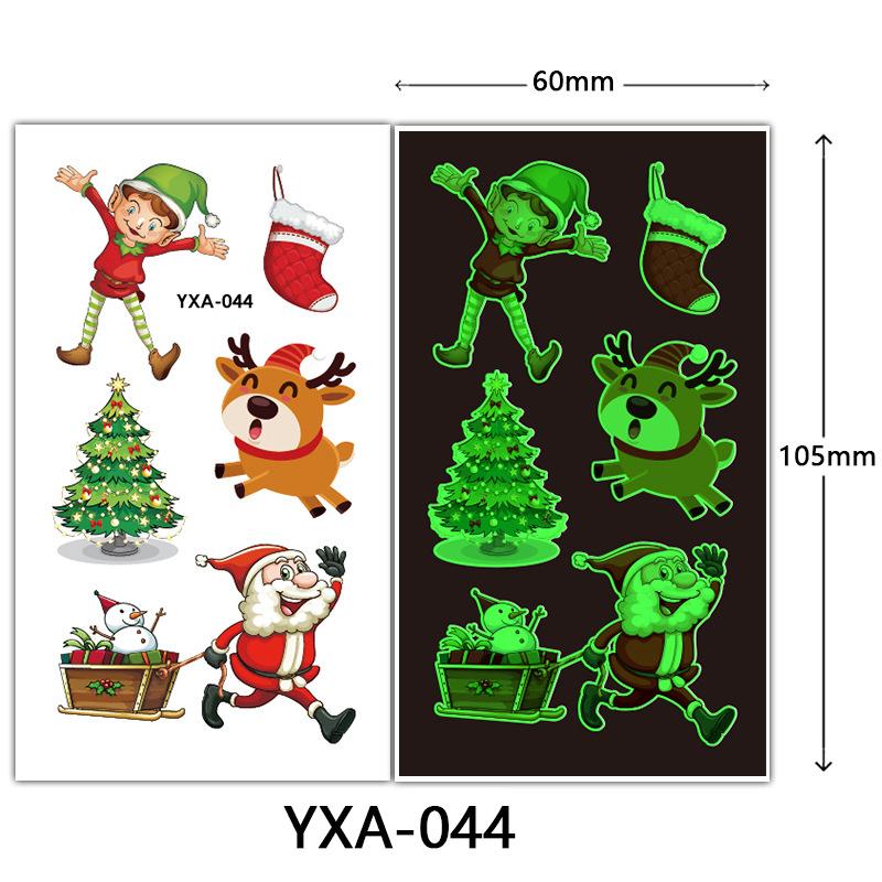 Christmas Luminous Tattoo Sticker Glowing Waterproof Sweat Cute Cartoon Holiday Party Temporary Sticker