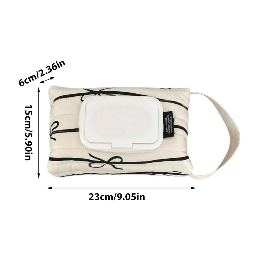 

striped butterfly knot quilted cotton wet wipe bag Refillable Cotton Bag Pouch for Bedroom Travel Shopping Fishing Office Car