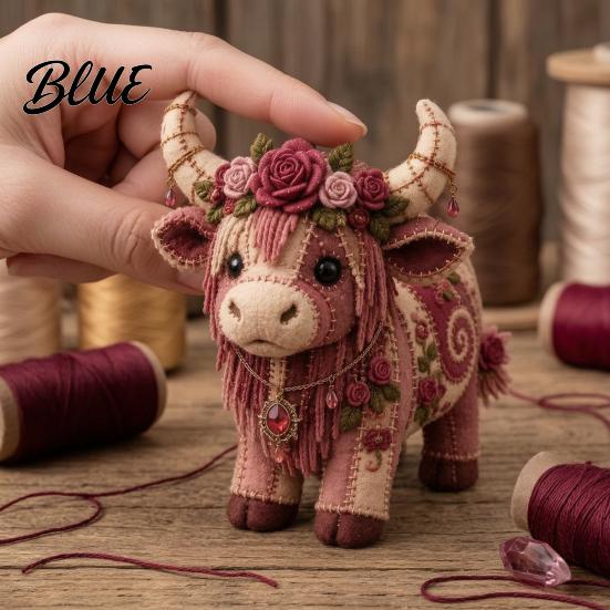 Handmade Gift Making Beginners DIY Sewing Kit Cow Patchwork Supplies Highland for Adults Fabric Doll