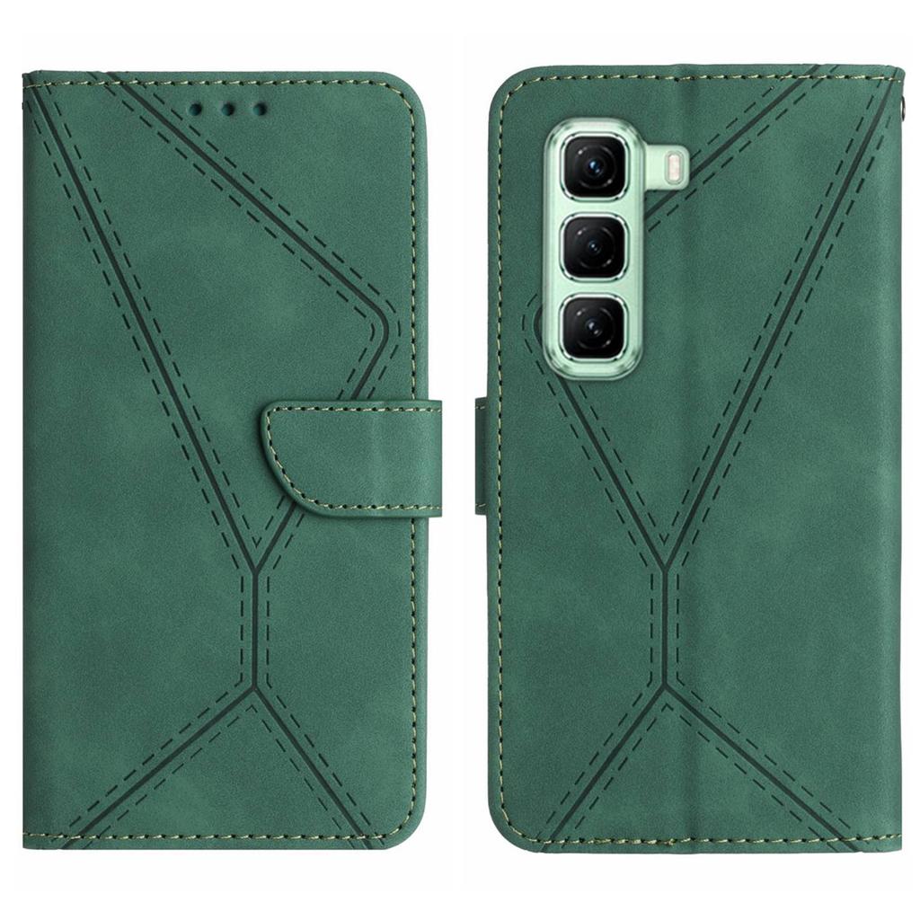 For Infinix Hot 50 5G Case Skin Touch Lines Imprinted PU Leather Flip Phone Cover