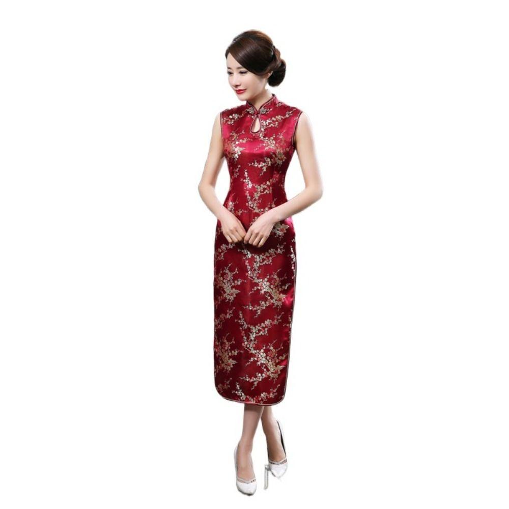 Floral Print Cheongsam Dresses Chinese Style Traditional Clothing Chinese Qipao  Evening Dress