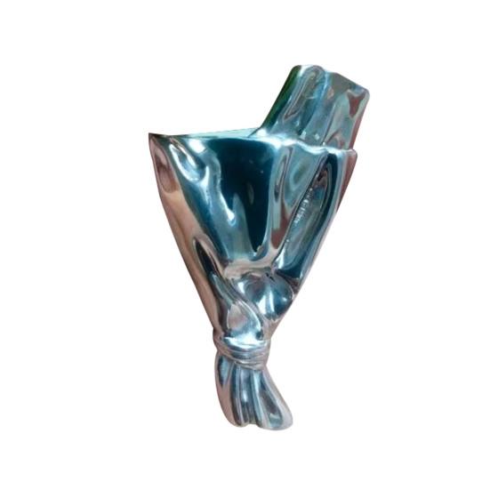 Bouquet Brooch Lightweight Alloy Vase Silhouette Insert Real/Dried Flowers Wearable Art Pin Polished Metal Finish Badge