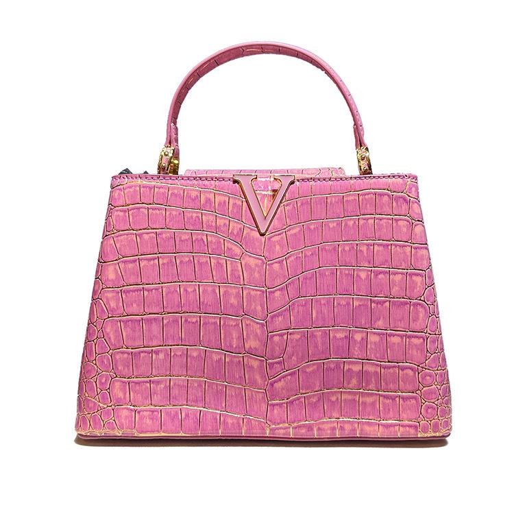 2024 Genuine Leather Crocodile Pattern Tote: Versatile Women's Shoulder & Crossbody Bag