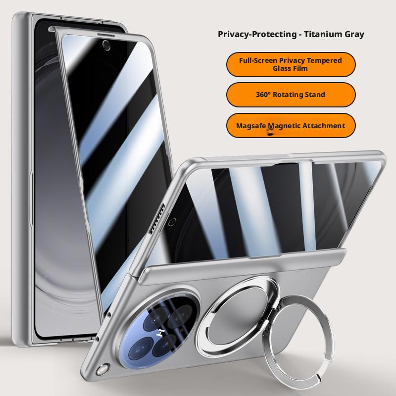 

For Oppo Find N6 Case Skin Friendly Matte Magnetic 360° Rotating Bracket Folding Hinge with Film Lens Protection Hard Cover