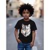 European Size Boys Round Neck Short Sleeved T Shirt with Mechanical Werewolf Pattern