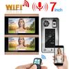 7inch WiFi Wired Video Doorbell APP Remote Video with 1 Camera 2 Monitors