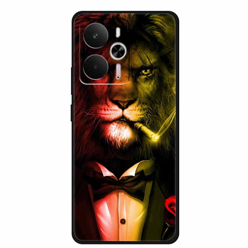For Realme 14 5G Case Realme14 Coque 6.67" Black Silicone Soft TPU Phone Case For Realme 14 2025 Back Cover Case Shell Funda Cat