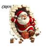 Removable Wall Art Broken Santa Sticker, Christmas Claus Decoration Decal, Mural for Living Room Bedroom Holiday Party Easy to Apply Decals