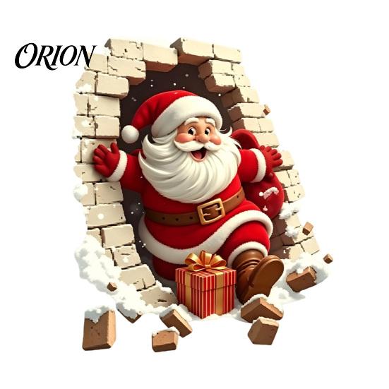 Removable Wall Art Broken Santa Sticker, Christmas Claus Decoration Decal, Mural for Living Room Bedroom Holiday Party Easy to Apply Decals