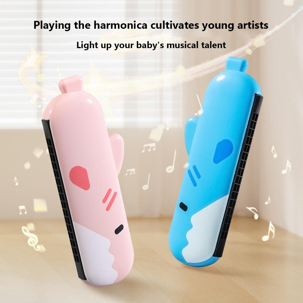 Kids Harmonica 16 Holes Harmonica For Toddler Educational Toy Shark Musical Instruments Gifts For Beginners Birthday