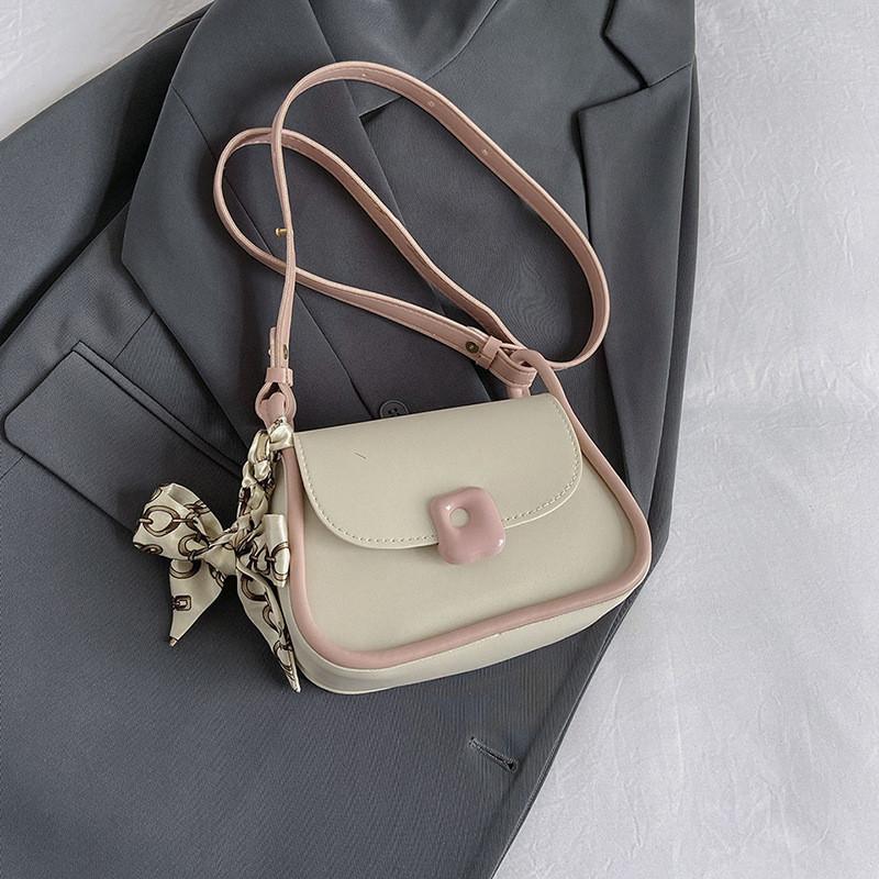 Stylish Pu Leather Handbag Fashionable Scarf Handle Small Shoulder Bag For Women
