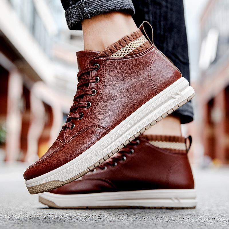 

Single cotton men s leather Martin boots of the same style, piled and thickened warm casual versatile sports shoes, high-top casual shoes 44
