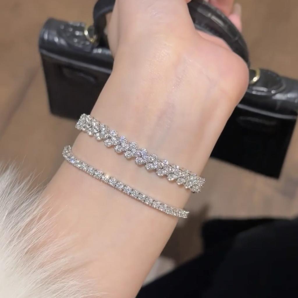 European and American style heart-shaped Roman diamond crystal bracelet for women, new summer light luxury niche high-end jewelry