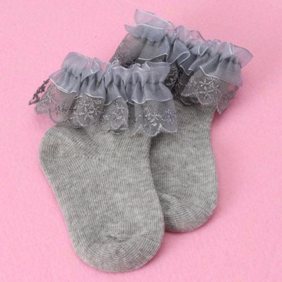 Newborn Baby Girl Solid Color Breathable Cotton Elastic Princess Lace Socks