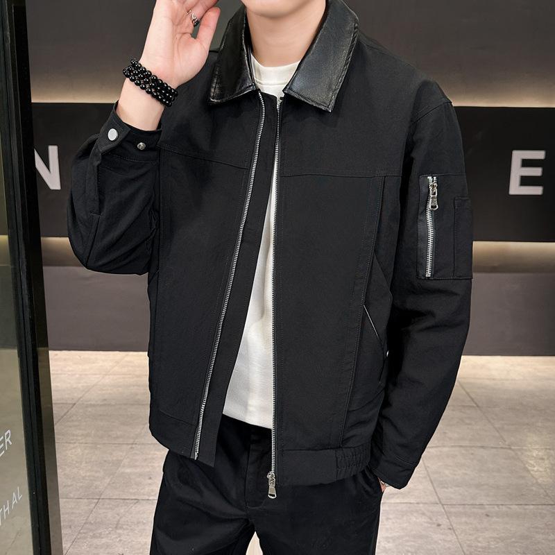 New Autumn Jacket Men's Colored Lapel Anti-cotton Outdoor Plus Fat Plus Fat