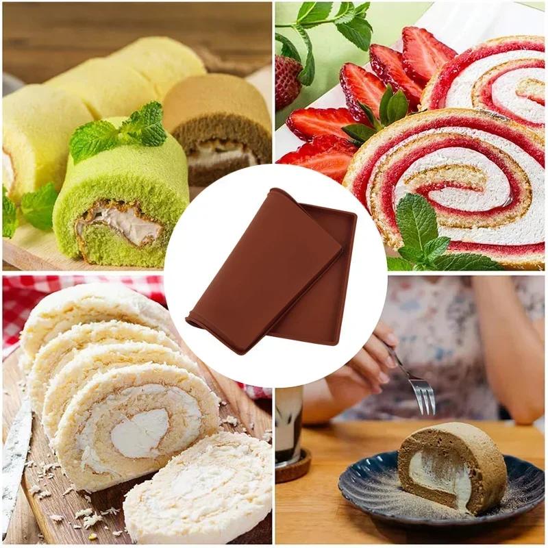 Silicone Baking Mat Swiss Roll Mat Non-stick Silicone Oven Mat Pizza Cake Tray Bread Cake Baking Mold Pastry Baking Accessories