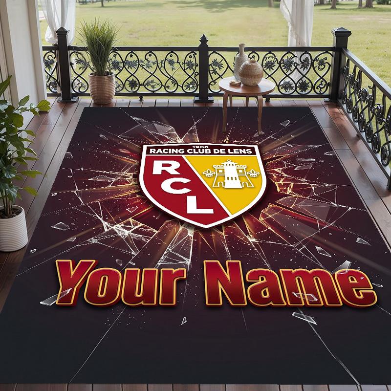 Custom Text Printed Rug Racing Club De Lens Non Slip Floor Carpet For Home Room Decor