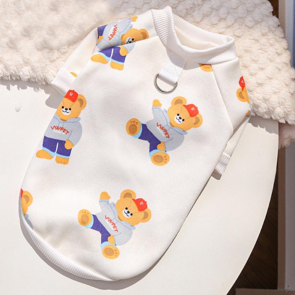 

7.5-45kg Fashion Bear Patttern Pet Dog Cat T-shirt Pure Cotton Dog Clothes for French Bulldog Mediun Large Dogs Soft Breathable 2XL білий