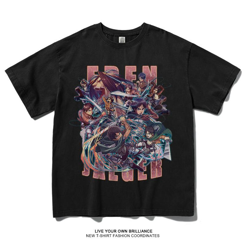 Attack on Titan Anime Alan Mikasa Leavell Printed 100% Cotton T-Shirt Japanese Anime Summer Trend Casual Streetwear